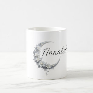 Caneca De Café Nome Personalizado de Deusa Lunar Celestial Floral
