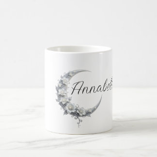 Caneca De Café Nome Personalizado de Deusa Lunar Celestial Floral