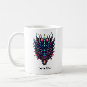 Caneca De Café Nome Personalizado de Dragão Mítico