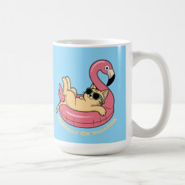 Caneca De Café Nome Personalizado de Férias Divertido Rosa e Bege