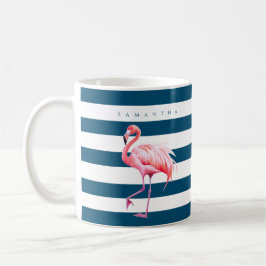 Caneca De Café Nome Personalizado de Flamingo Cor-de-rosa-rosa-br