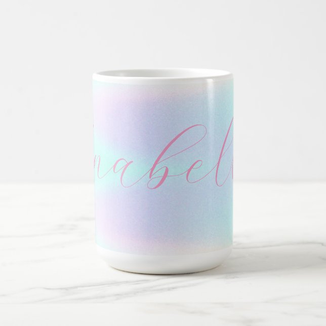 Caneca De Café Nome Personalizado de Gradiente Holográfico Irides (Centro)