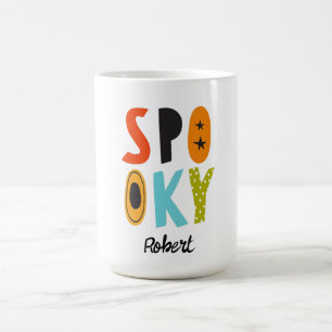 Caneca De Café Nome personalizado de Halloween assustador