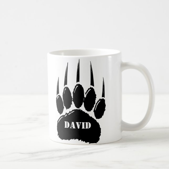 Caneca De Café Nome Personalizado de Impressão de Pata do Urso Ne (Direita)