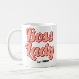 Caneca De Café Nome personalizado de Lady Retro Chefe