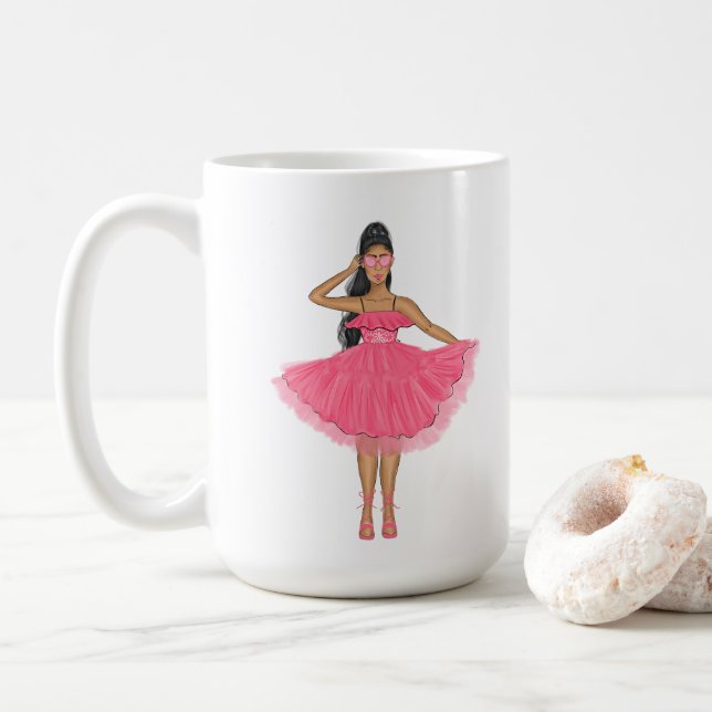 Caneca De Café Nome Personalizado de Latina Babe Pink (Com Donut)