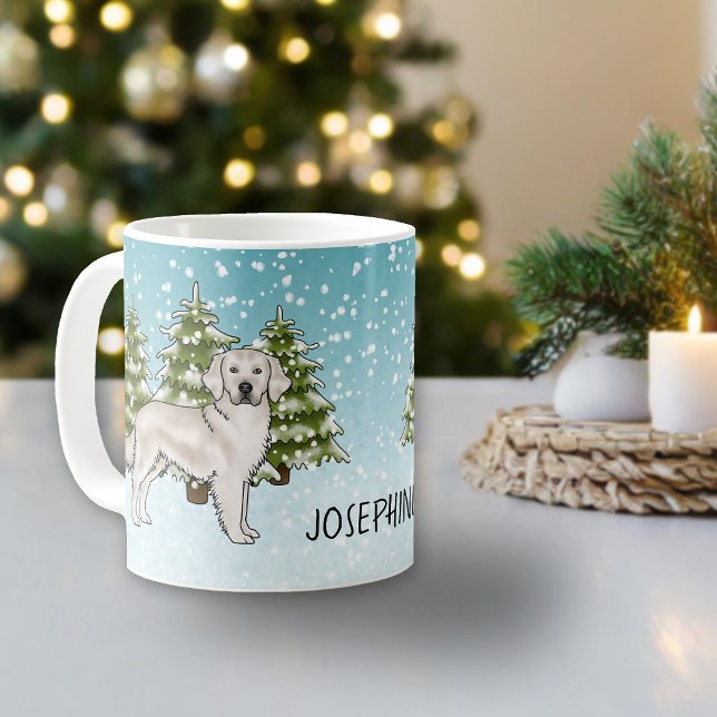 Caneca De Café Nome Personalizado de Natal do Cachorro de Retriev (Criador carregado)