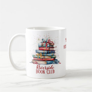 Caneca De Café Nome Personalizado de Natal do Clube de Livro