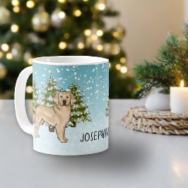 Caneca De Café Nome personalizado de Natal do Ouro de Retriever
