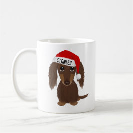 Caneca De Café Nome Personalizado de Papais noeis Dachshund de Ch