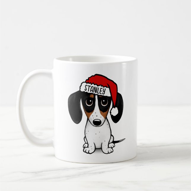 Caneca De Café Nome Personalizado de Papais noeis Dachshund Pieba (Esquerda)