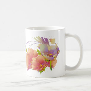 Caneca De Café Nome Personalizado de Pintura de Aquarela Floral