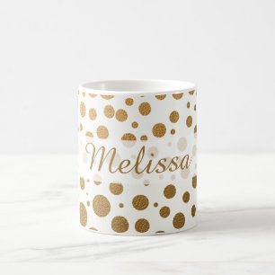 Caneca De Café Nome Personalizado de Pontos de Confetti Glitter D