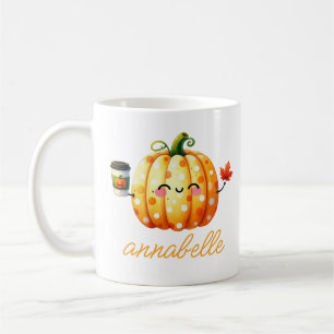 Caneca De Café Nome Personalizado de queda de abóbora de abóbora