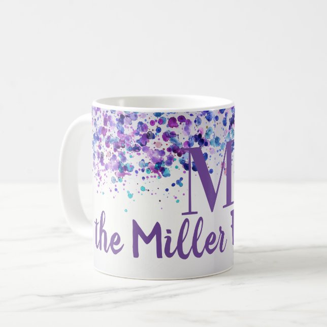 Caneca De Café Nome Personalizado de Tabuleiro de Pintura Roxo   (Frente Esquerda)