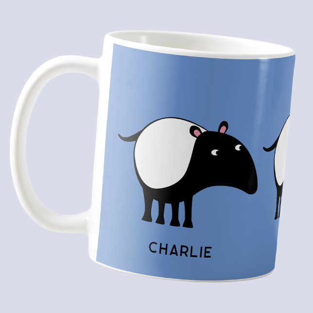 Caneca De Café Nome Personalizado de Tapir (Fun personalized custom name or text Malaysian Tapir mug, fun, quirky and whimsical)