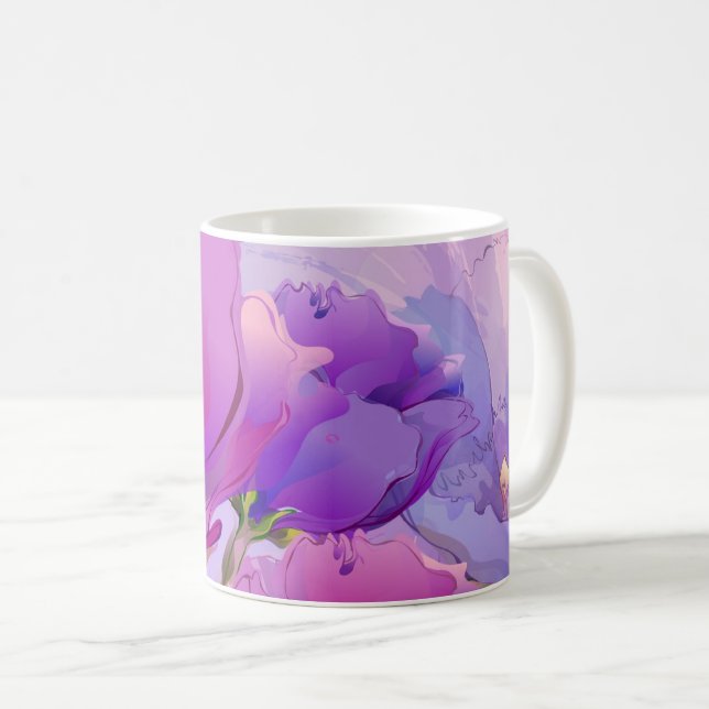 Caneca De Café Nome Personalizado Dif Floral de Aquarela (Frente Esquerda)