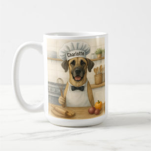 Caneca De Café Nome Personalizado Divertido Chef Cachorro Grande