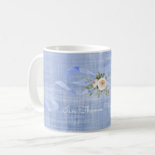 Caneca De Café Nome Personalizado do Arco Azul Pastel Baby Boy