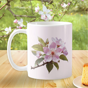 Caneca De Café Nome Personalizado do Blossom de Maçã Rosa Pálido 