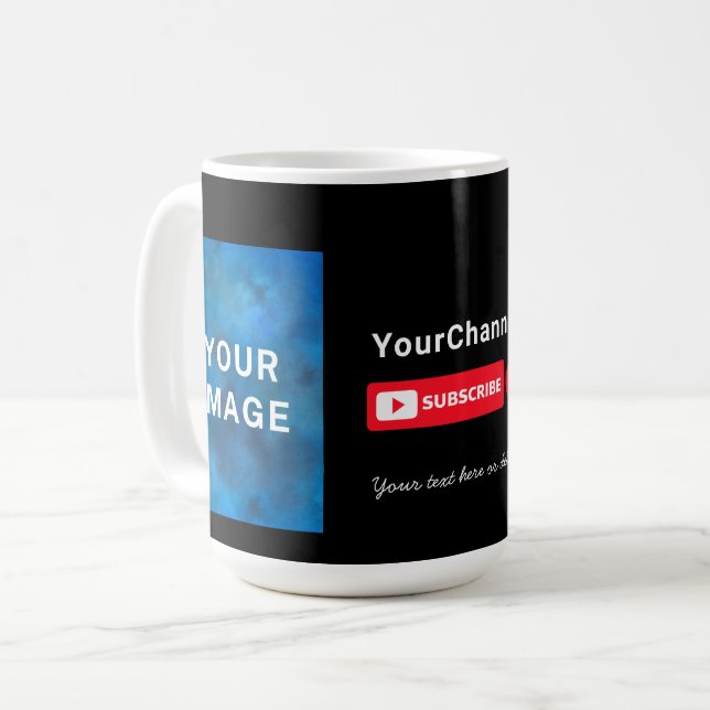 Caneca De Café Nome Personalizado do Canal do Youtube (Frente Esquerda)