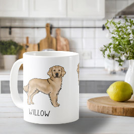 Caneca De Café Nome Personalizado do Cão de Animação do Retriever
