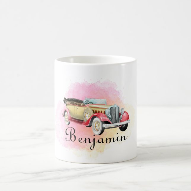 Caneca De Café Nome Personalizado do Carro Retroativo Clássico Mu (Centro)