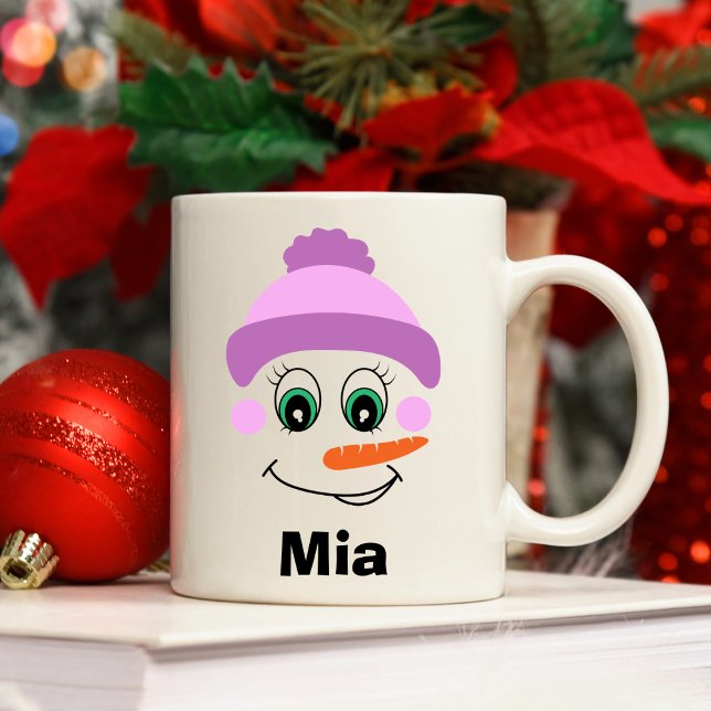 Caneca De Café Nome personalizado do chapéu de boneco de neve per (Personalized Christmas Snowman Hat Custom Name Coffee Mug
)