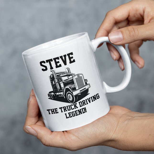 Caneca De Café Nome Personalizado do Controlador Semi Caminhão de (Truck driving legend a funny custom eighteen wheeler gift.)