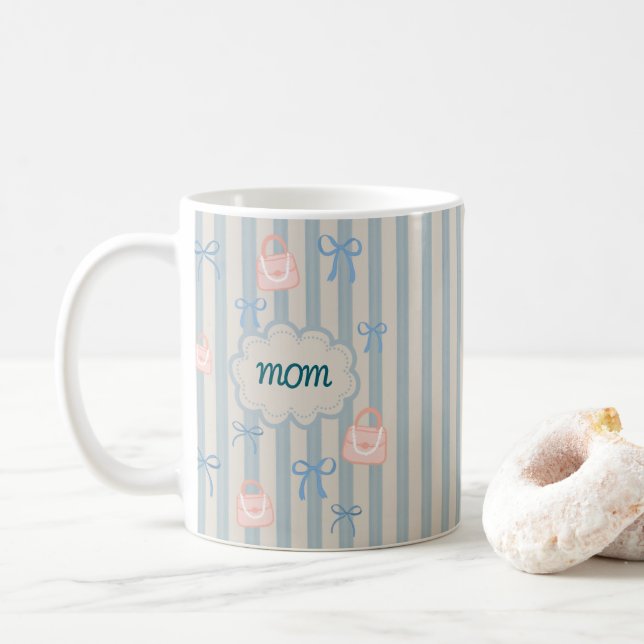 Caneca De Café Nome Personalizado do Dia de as mães de Fitas de C (Com Donut)