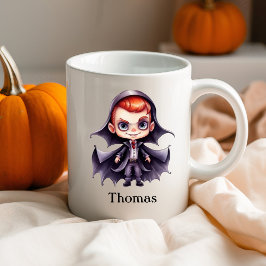 Caneca De Café Nome Personalizado do Drácula do Halloween Persona