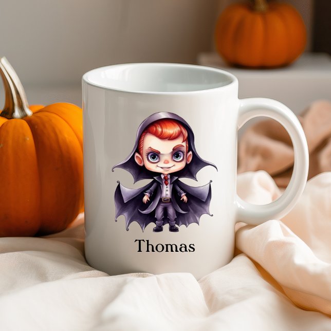 Caneca De Café Nome Personalizado do Drácula do Halloween Persona (Criador carregado)