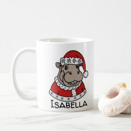 Caneca De Café Nome personalizado do hipopótamo de Natal