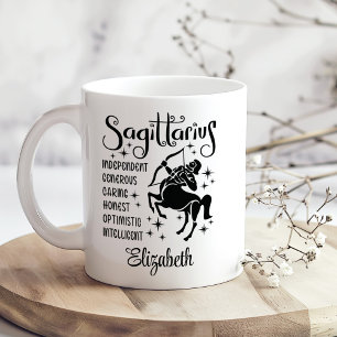 Caneca De Café Nome Personalizado do Horoscópio Zodiac Sagittariu