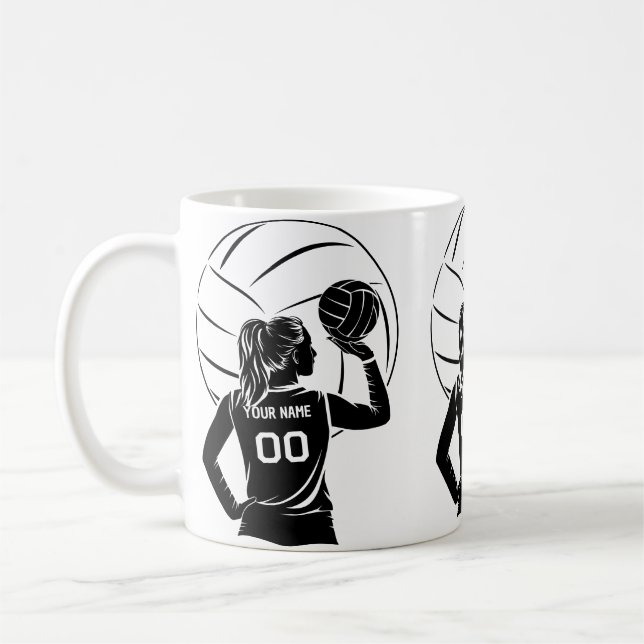 Caneca De Café Nome Personalizado Do Jogador De Voleibol Personal (Esquerda)