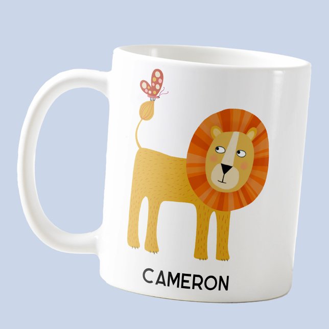 Caneca De Café Nome Personalizado do Leão de Cuta (Fun lion personalized custom name coffee mug)