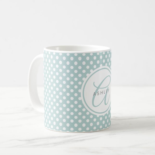 Caneca De Café Nome Personalizado Do Mint Bolinhas Coffee Mug (Frente Esquerda)