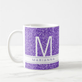 Caneca De Café Nome Personalizado do Monograma de Minigrama Roxo