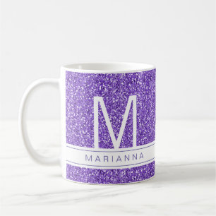 Caneca De Café Nome Personalizado do Monograma de Minigrama Roxo