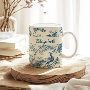 Caneca De Café Nome Personalizado do Pacote Chinoiserie Azul