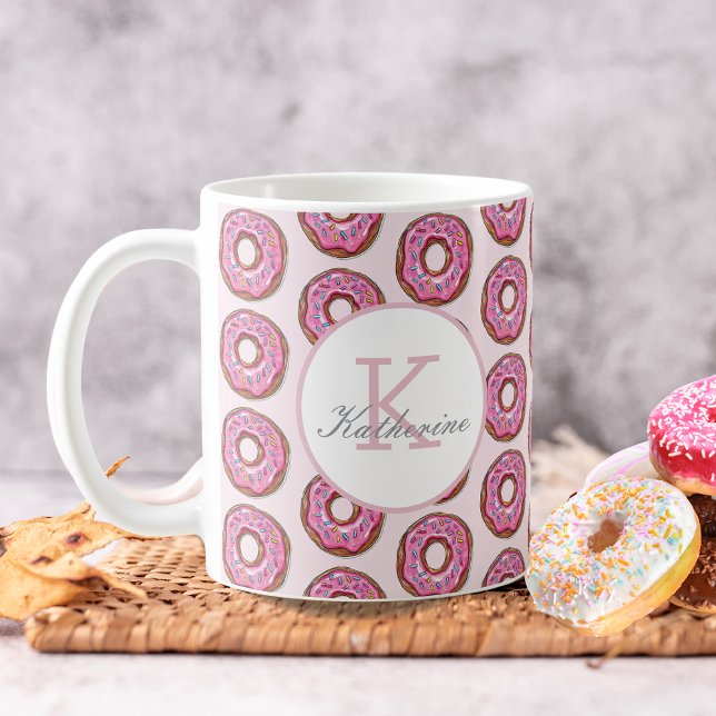 Caneca De Café Nome Personalizado do Padrão de Sprinkles da rosqu (Criador carregado)