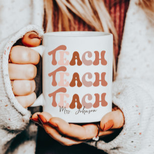 Caneca De Café Nome Personalizado do Professor Boho