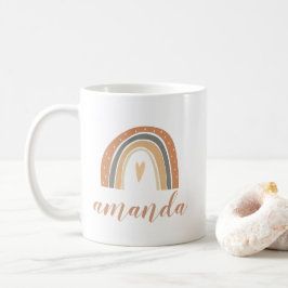Caneca De Café Nome Personalizado do Script Rainbow do Terracotta