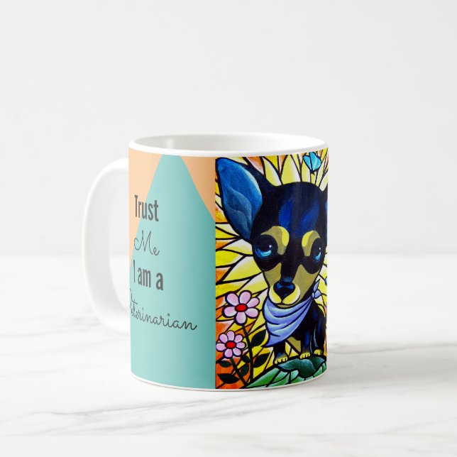 Caneca De Café Nome Personalizado do Veterinário do Chihuahua Dog (Frente Esquerda)