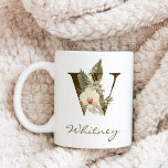 Caneca De Café Nome Personalizado do W Boho Floral Orchid Greener<br><div class="desc">Uma caneca de café personalizada com uma letra boêmica "W" monograma,  com ilustrações decorativas de orquídeas e folhas de palma. Personalize-o facilmente com o seu nome ou crie um presente único para os seus entes queridos.</div>