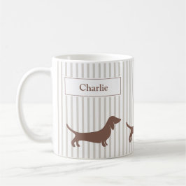 Caneca De Café Nome Personalizado dos Desenhos Castanhos em Strip