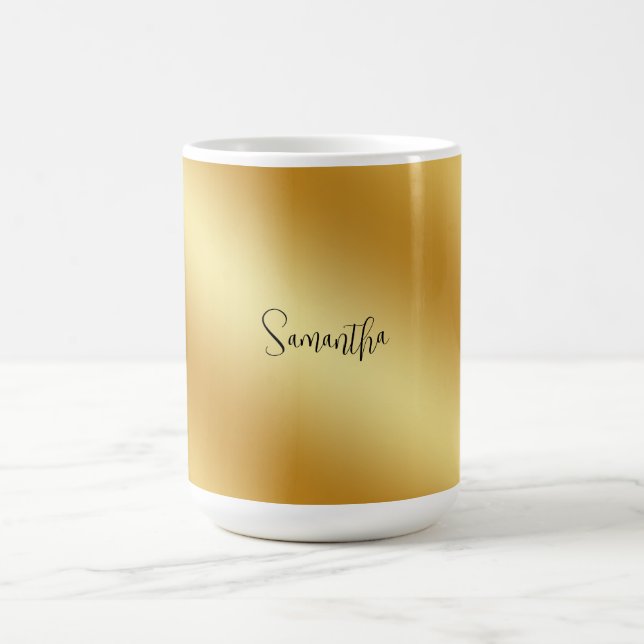 Caneca De Café Nome Personalizado Dourado (Centro)