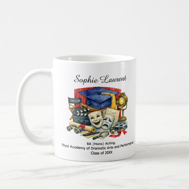 Caneca De Café 🎓Nome Personalizado e Título de Graduado em Atuaç (Esquerda)
