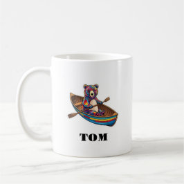 Caneca De Café Nome personalizado e urso remo personalizado