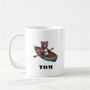 Caneca De Café Nome personalizado e urso remo personalizado